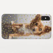 金ゴールドの紙吹雪の上敷は、あなたの写真を加えます! Case-Mate iPhoneケース (裏面(横))