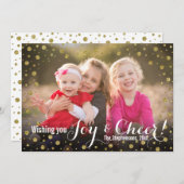 金ゴールドの紙吹雪の喜びおよび応援の休日の写真カード シーズンカード (正面/裏面)