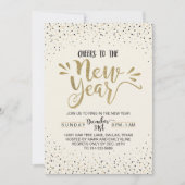 金ゴールドの紙吹雪の大晦日のパーティの招待状 招待状 (正面)