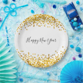 金ゴールドの紙吹雪の新年の紙皿 ペーパープレート (パーティー)