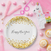 金ゴールドの紙吹雪の新年の紙皿 ペーパープレート (パーティー)