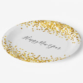 金ゴールドの紙吹雪の新年の紙皿 ペーパープレート (アングル)