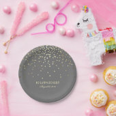 金ゴールドの紙吹雪の灰色のエレガントな魅力の結婚式 ペーパープレート (パーティー)