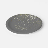 金ゴールドの紙吹雪の灰色のエレガントな魅力の結婚式 ペーパープレート (アングル)