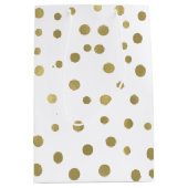 金ゴールドの紙吹雪の点 ミディアムペーパーバッグ (正面)