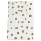 金ゴールドの紙吹雪の点 ミディアムペーパーバッグ (裏面)