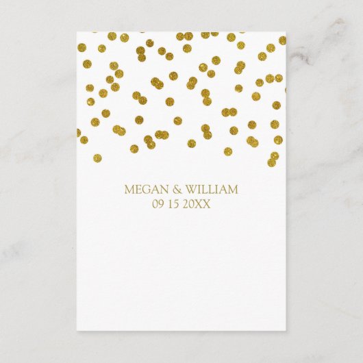 金ゴールドの紙吹雪の結婚式の方向挿入物 エンクロージャーカード (裏面)