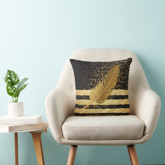 金ゴールドの紙吹雪の金ゴールドの羽は縞で飾り、 クッション (椅子)