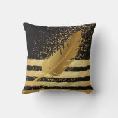 金ゴールドの紙吹雪の金ゴールドの羽は縞で飾り、 クッション (裏面)