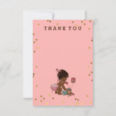 金ゴールドの紙吹雪の電話の民族の女の赤ちゃんは感謝していしています サンキューカード (裏面)