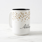 金ゴールドの紙吹雪の魅力的なグリッター ツートーンマグカップ (正面左)