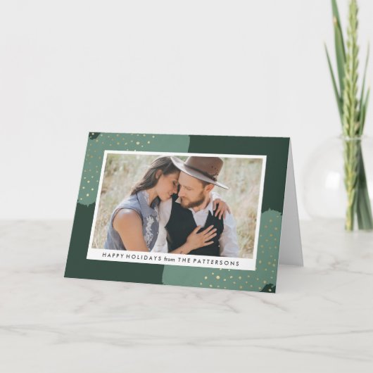 金ゴールドの紙吹雪の|折られた休日の写真カード シーズンカード (正面)