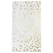 金ゴールドの紙吹雪はエレガントで白いヴィンテージの結婚に点を打ちます スモールペーパーバッグ (正面)