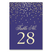 金ゴールドの紙吹雪は海軍結婚式のテーブル数に点を打ちます テーブルナンバー (裏面)