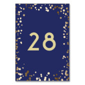 金ゴールドの紙吹雪エレガントな海軍結婚式 テーブルナンバー (裏面)