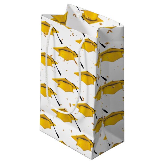 金ゴールドの紙吹雪付き目盛キャップ スモールペーパーバッグ (正面アングル)