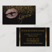 金ゴールドの紙吹雪及び挨りだらけのばら色の唇を搭載するLipcolor 名刺 (正面/裏面)