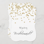 金ゴールドの紙吹雪-私の新婦付添人ですか。 招待状 (正面/裏面)