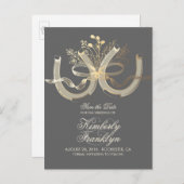 金ゴールドの素朴蹄鉄の国の日付を保存 案内ポストカード (正面/裏面)