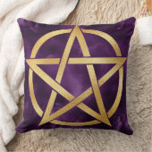 金ゴールドの紫色のペンタグラム記号 クッション (ブランケット)