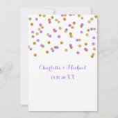 金ゴールドの紫色の紙吹雪の婚約パーティの招待状 招待状 (裏面)