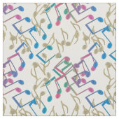 金ゴールドの紫色の青い音楽はパターン白の生地に注意します ファブリック (クローズアップ)