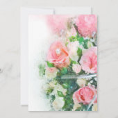 金ゴールドの結婚指輪を持つ日付のピンクのバラを救って下さい セーブザデート (裏面)