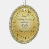 金ゴールドの結婚記念日を結婚する年を挿入して下さい セラミックオーナメント (右)