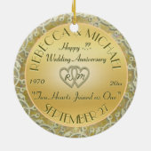 金ゴールドの結婚記念日を結婚する年を挿入して下さい セラミックオーナメント (裏面)