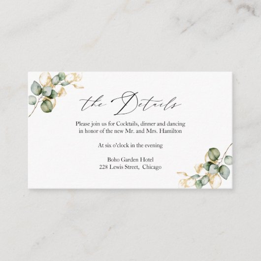 金ゴールドの結婚詳細エンクロージャカード エンクロージャーカード (正面)