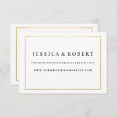 金ゴールドの結婚Webサイト挿入カードの白黒 エンクロージャーカード (正面/裏面)