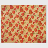 金ゴールドの絹v2のタンゴの赤いシャクヤク ラッピングペーパー (フラット)