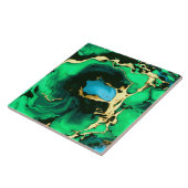 金ゴールドの緑および黒い大理石のアクリルペンキの芸術 タイル (側面)