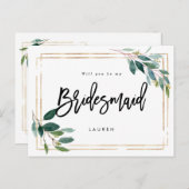 金ゴールドの緑が私の花嫁のカードになる 案内ポストカード (正面/裏面)