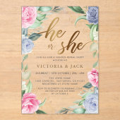 金ゴールドの緑のフローラが明かす アクリル招待状 (正面)