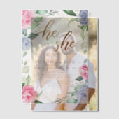 金ゴールドの緑のフローラが明かす ベラム紙招待状 (オフセット (カップル))