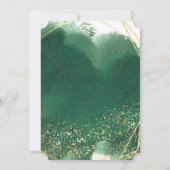 金ゴールドの緑のブライダルシャワー招待。 (裏面)