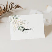 金ゴールドの緑の折り結婚畳まれたGraciasカード サンキューカード