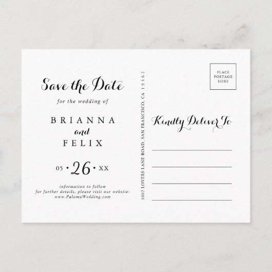 金ゴールドの緑の書道が日付を保存 ポストカード (裏面)