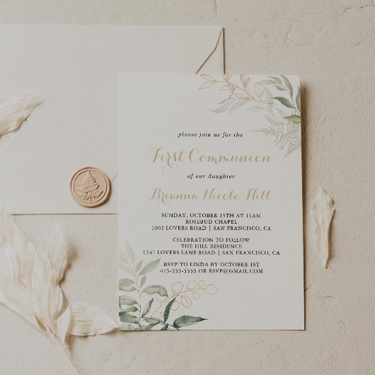 金ゴールドの緑の書道の第一聖域 招待状