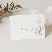 金ゴールドの緑の書道を折り返結婚し サンキューカード