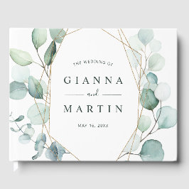 金ゴールドの緑の結婚葉 ゲストブック