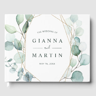 金ゴールドの緑の結婚葉 ゲストブック