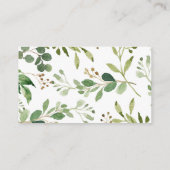 金ゴールドの緑の草木のベビーシャワーのおむつのラッフル エンクロージャーカード (裏面)