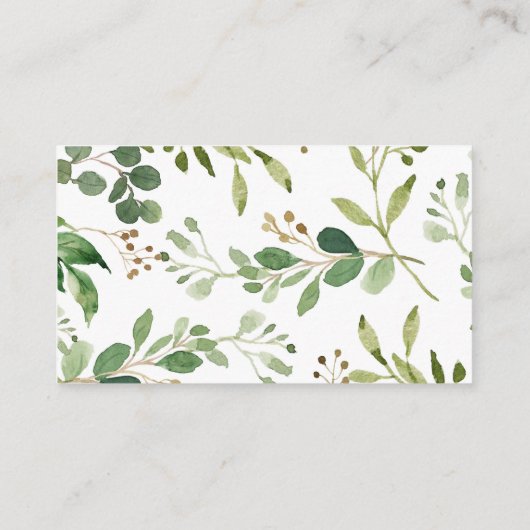 金ゴールドの緑の草木のベビーシャワーのおむつのラッフル エンクロージャーカード (裏面)