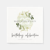 金ゴールドの緑の葉のリース任意の年齢25誕生日 スタンダードカクテルナプキン (正面)