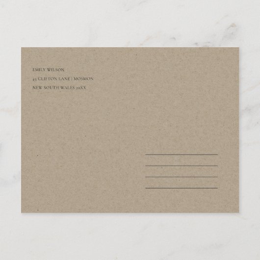 金ゴールドの緑の葉の水の色のリースを保存 案内ポストカード (裏面)