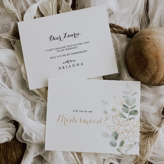 金ゴールドの緑の葉の花嫁の提案ノートカード ノートカード