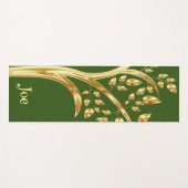 金ゴールドの緑の葉パーソナライズされた樹 ヨガマット (正面(横))