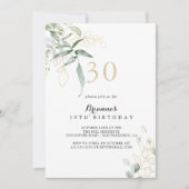 金ゴールドの緑30歳の誕生日パーティー 招待状 (正面)